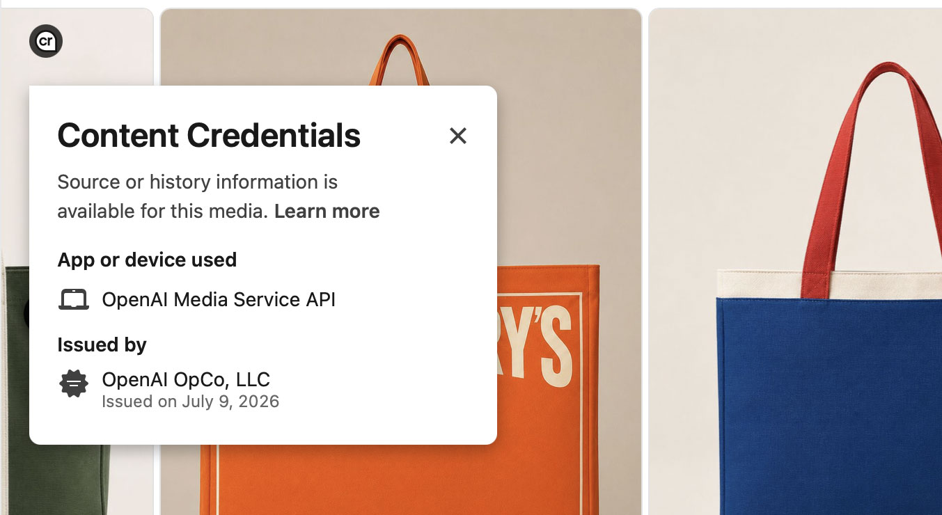 Linkedin Content Credentials AI tag